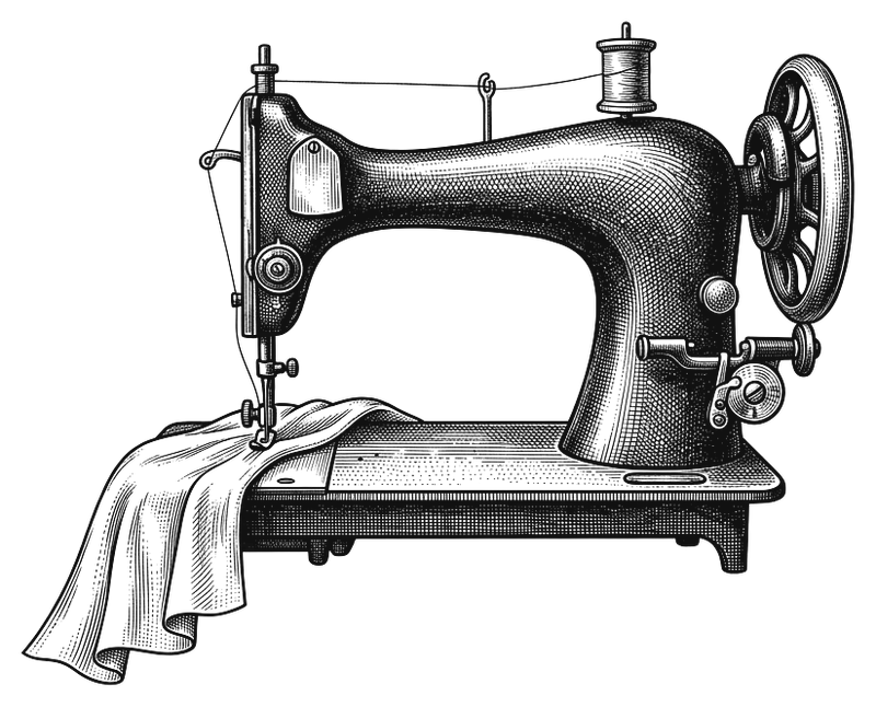 Gravure d’une machine à coudre ancienne